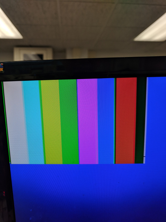 Color bar test output on monitor